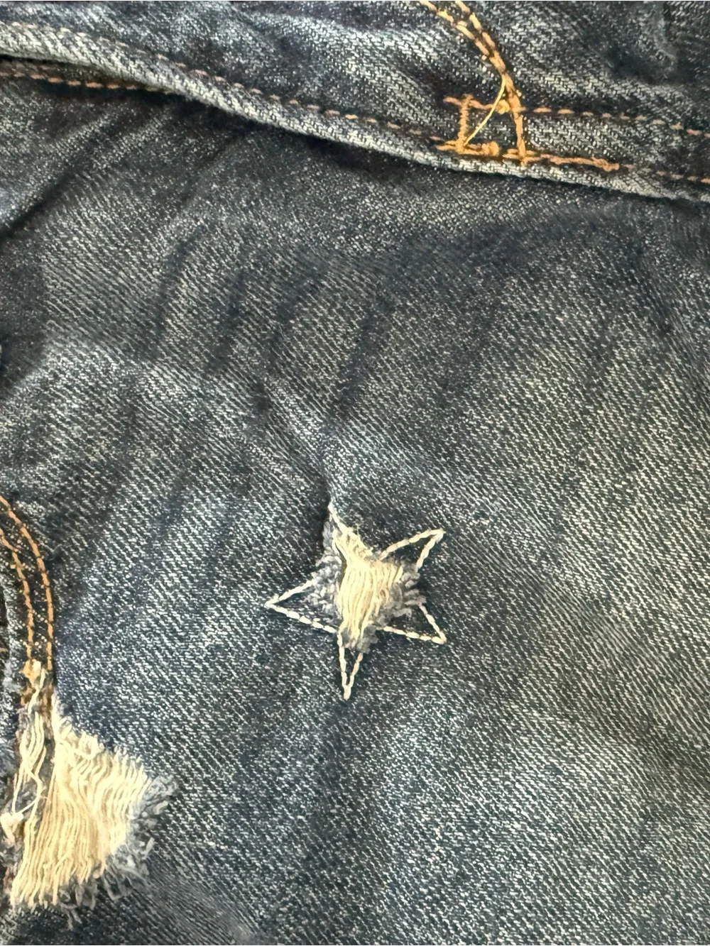 Old Navy Dark Blue Denim Star Appliqué Frayed Hem Shorts